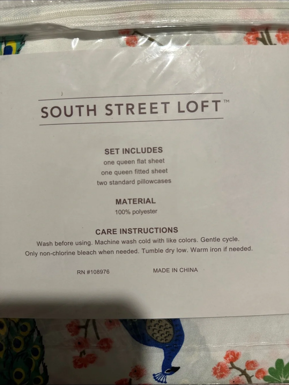South Street Loft Peacock Floral Duvet Cover - White with Green & Blue